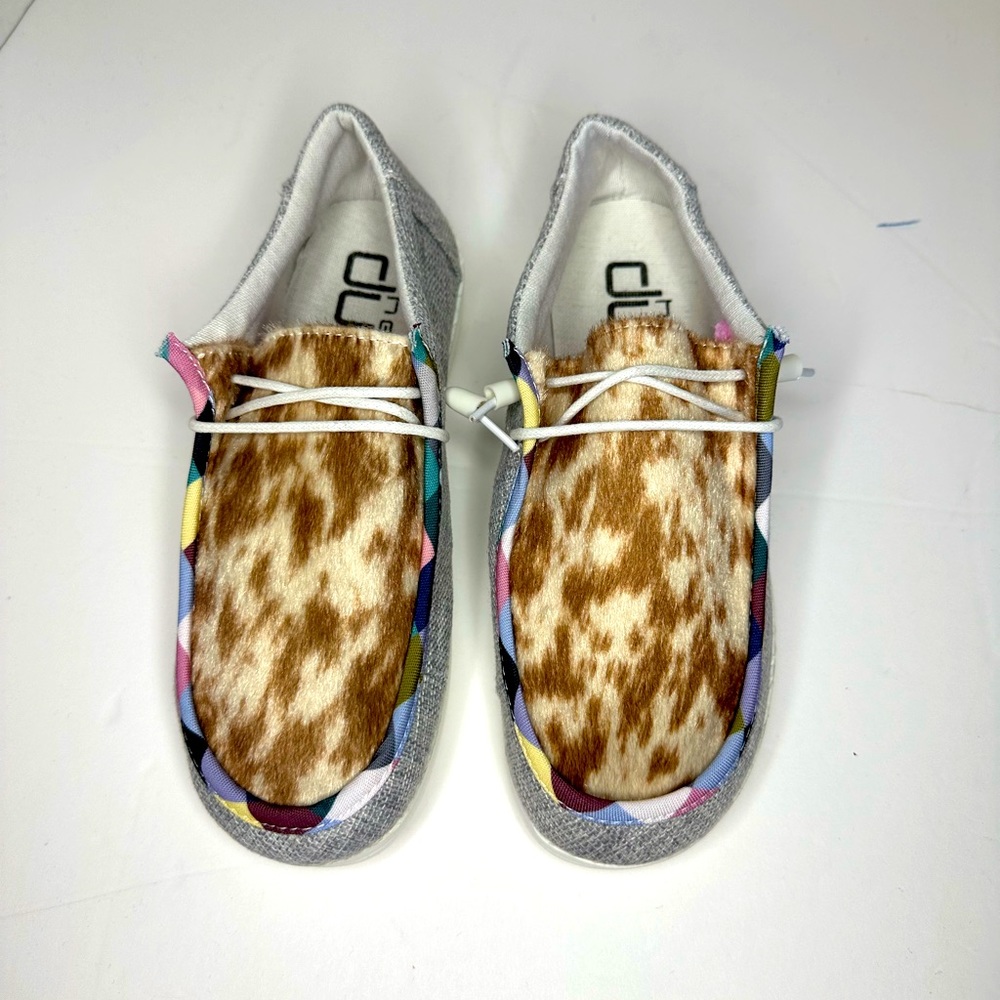 HEY DUDE STYLE COW HIDE SLIP ON SNEAKERS